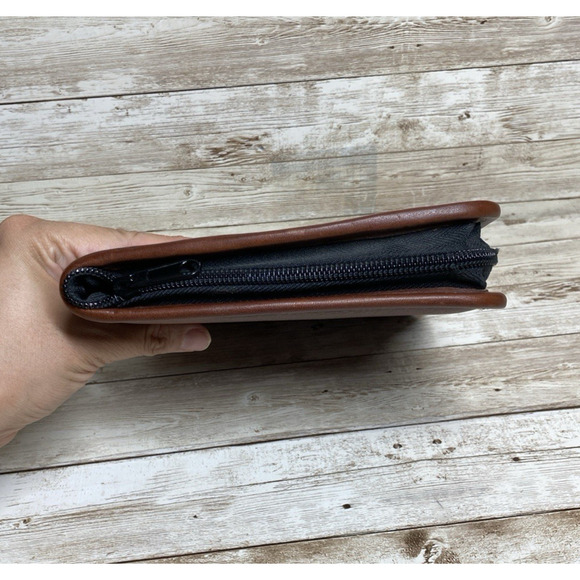 Ashton Pen Holder Case Brown Leather Suede Lining Zipper Closure Collectors USA - Picture 2 of 8